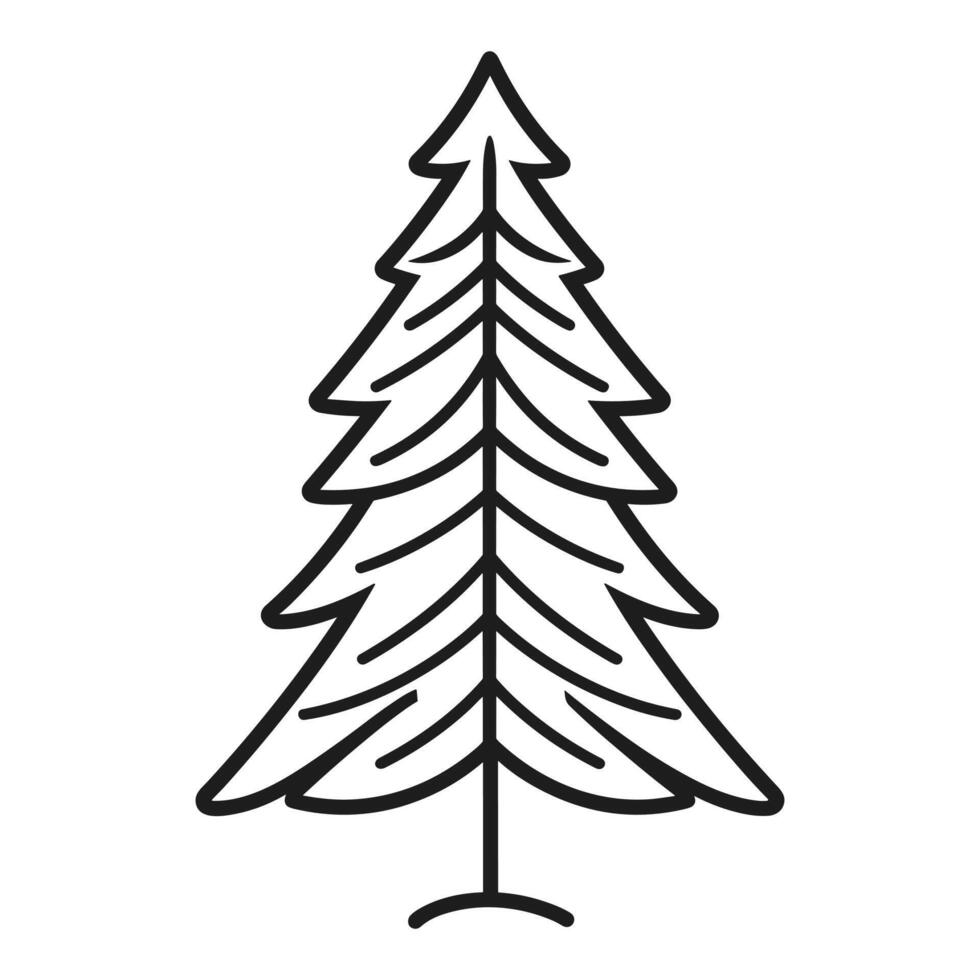 Line art pine tree icon style vector