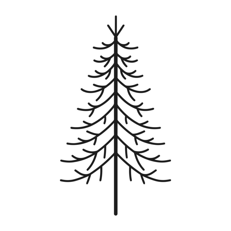 Line art pine tree icon style vector