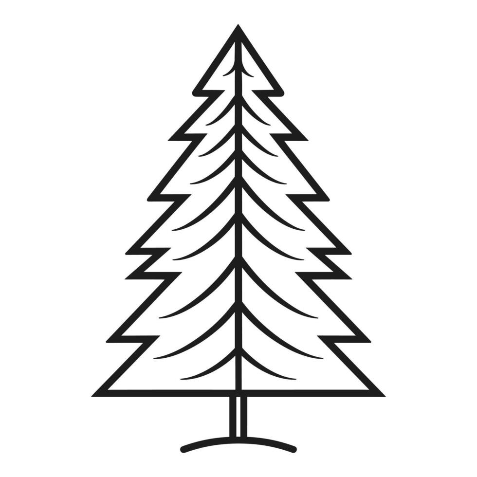 Line art pine tree icon style vector