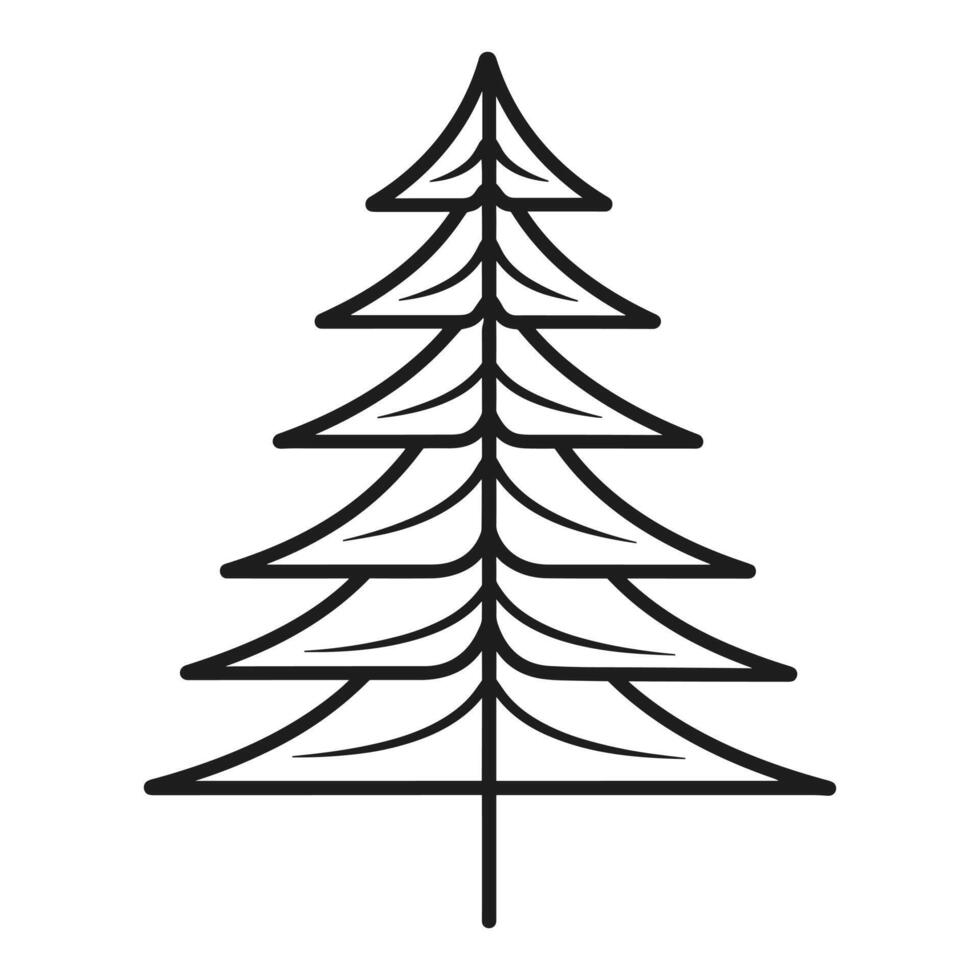 Line art pine tree icon style vector