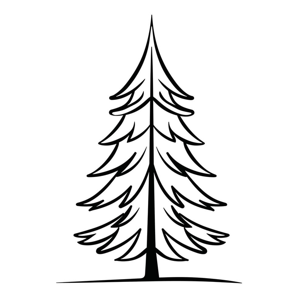 Line art pine tree icon style vector