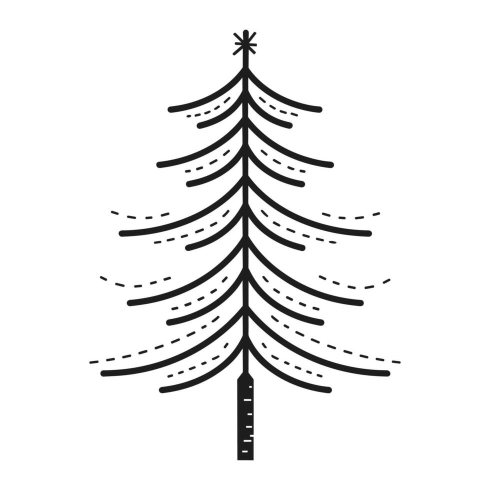 Line art pine tree icon style vector