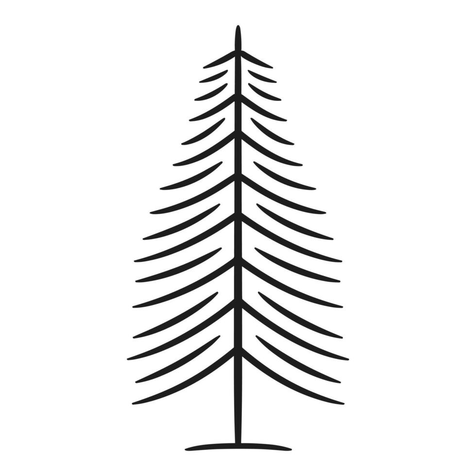 Line art pine tree icon style vector