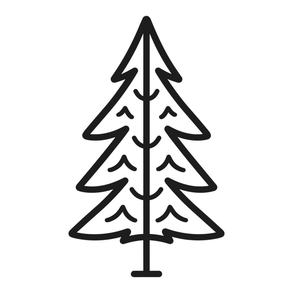 Line art pine tree icon style vector