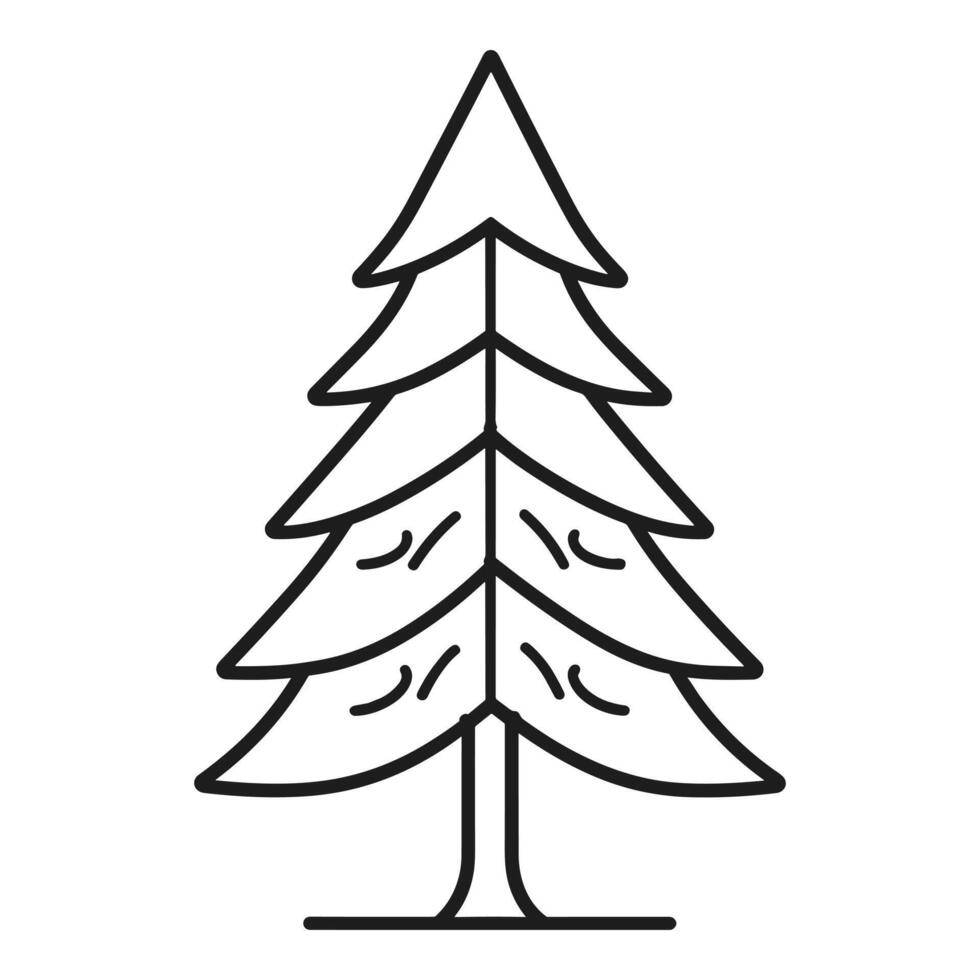 Line art pine tree icon style vector