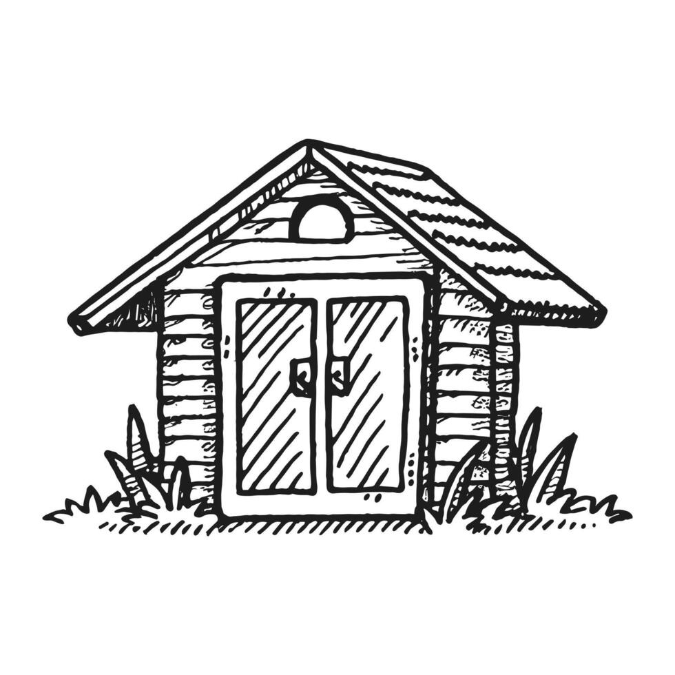 The hut hand drawn doodle art line art vector