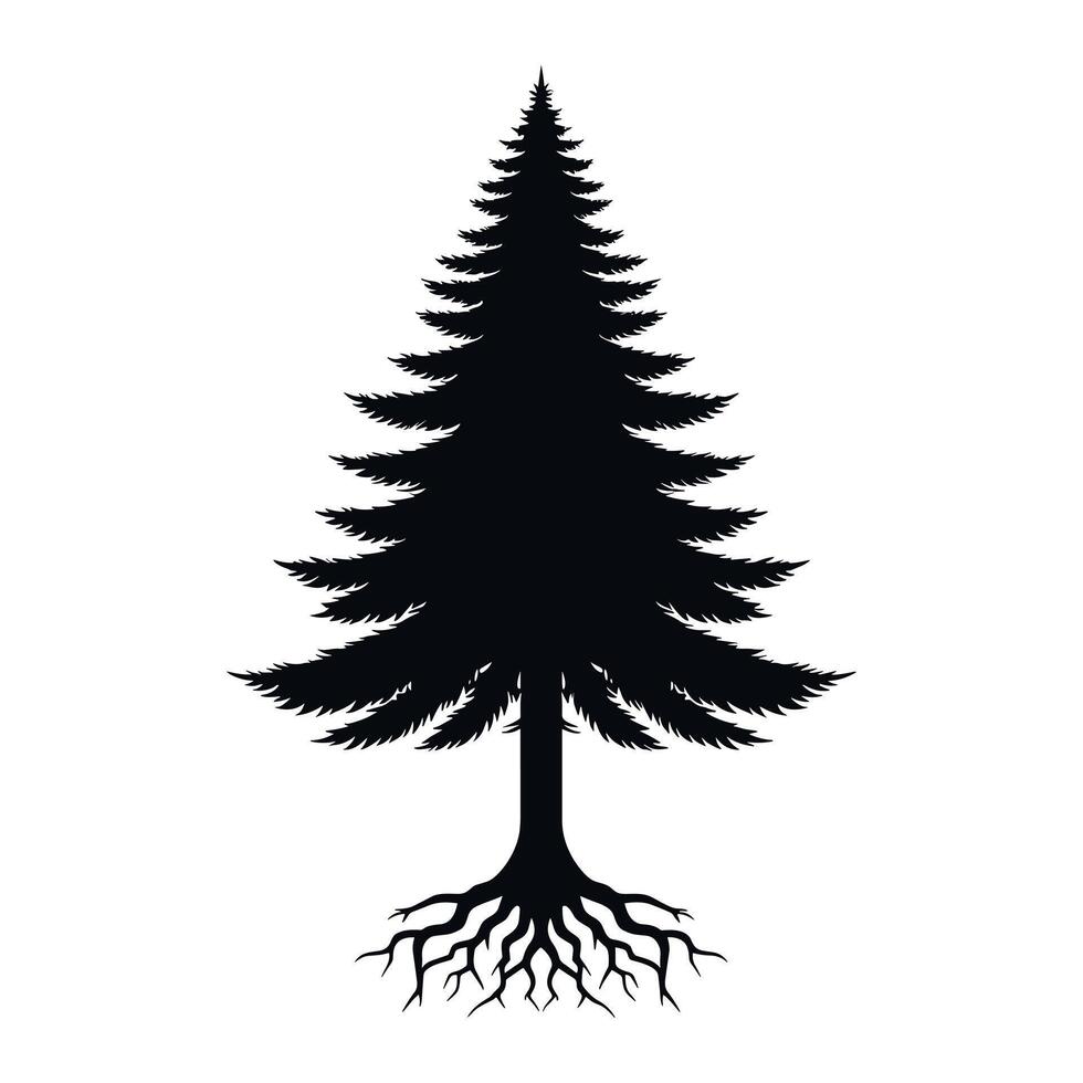 Minimalist pine tree silhouette vector