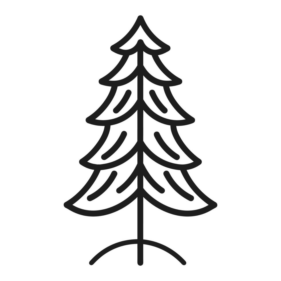 Line art pine tree icon style vector