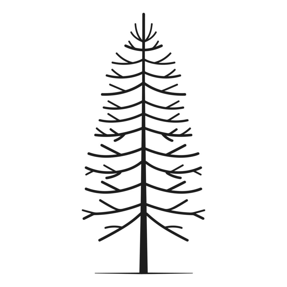 Line art pine tree icon style vector