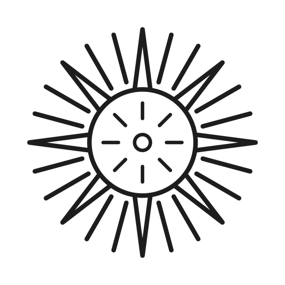 Line art sun design icon style vector