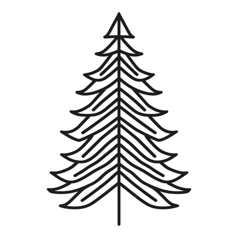 Line art pine tree icon style vector