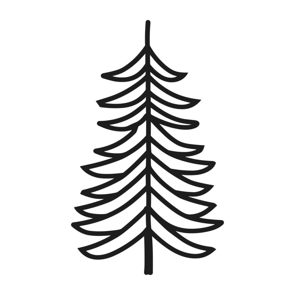 Line art pine tree icon style vector