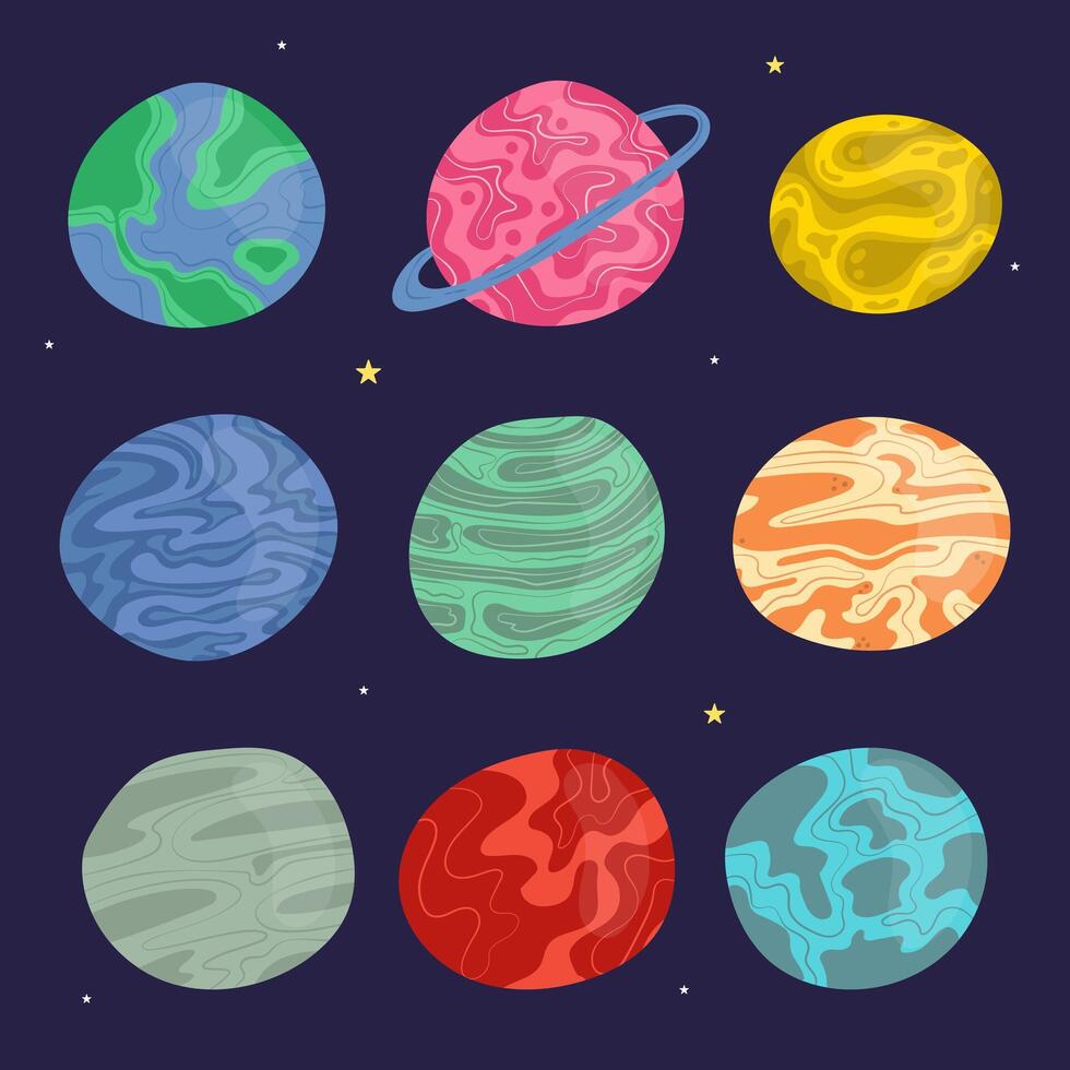 Collection of planets vector