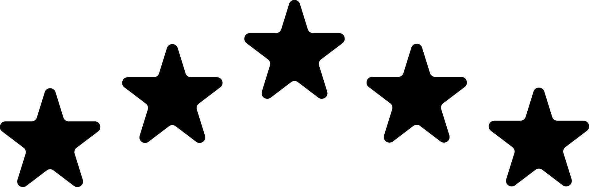 Five stars testimonial product rating flat black curvy icon for apps, UI, template and websites. Product Quality, Feedback, Customer review. review service, satisfaction. vector
