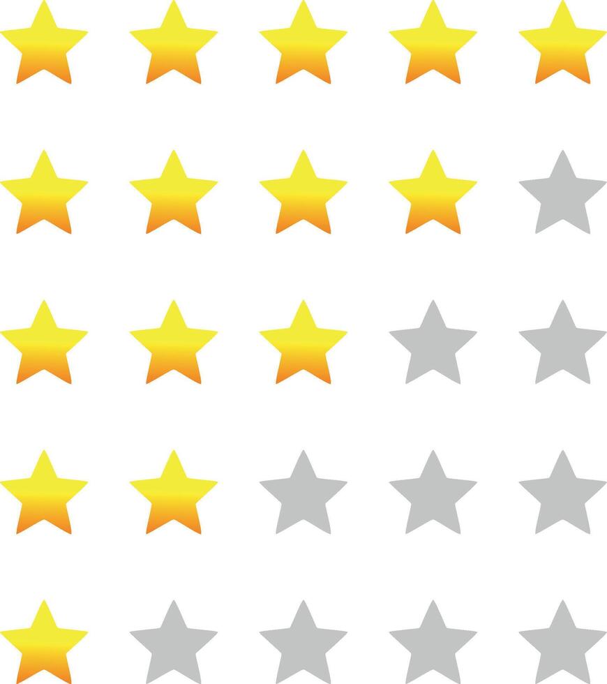 Set of stars rating design elements. Kit of star shapes for ranking interface. Voting symbols from zero to five points. illustration in flat style. gold stars and half star flat icons vector