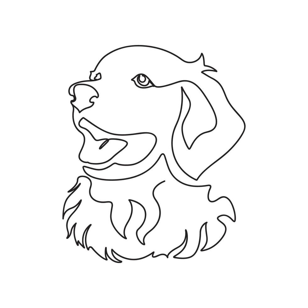 Angry dog continuous line drawing element isolated illustration of pet animal form in trendy outline artwork vector