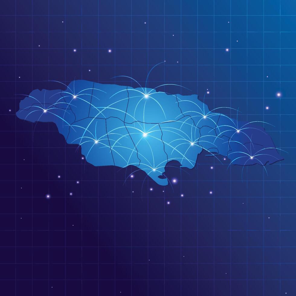Jamaica map vecto internet network vector
