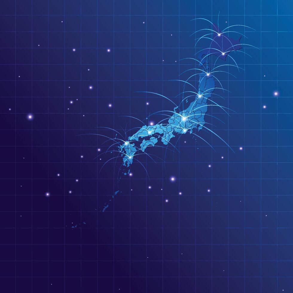 Japan map vecto internet network vector