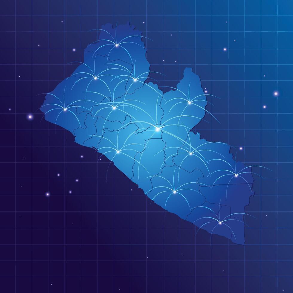 Liberia map vecto internet network vector