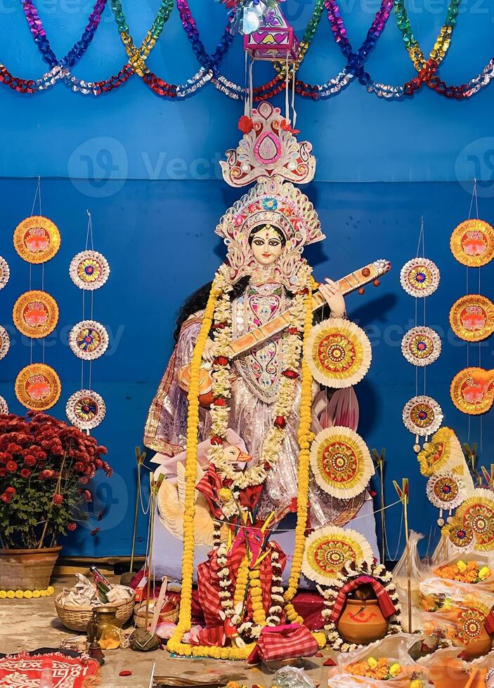 statue of saraswati mata in temple photo