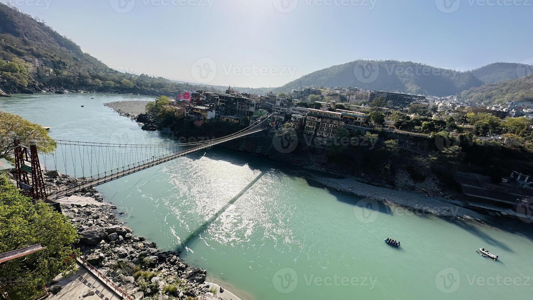 ram jhula view in rishikesh populer place in india for religion photo