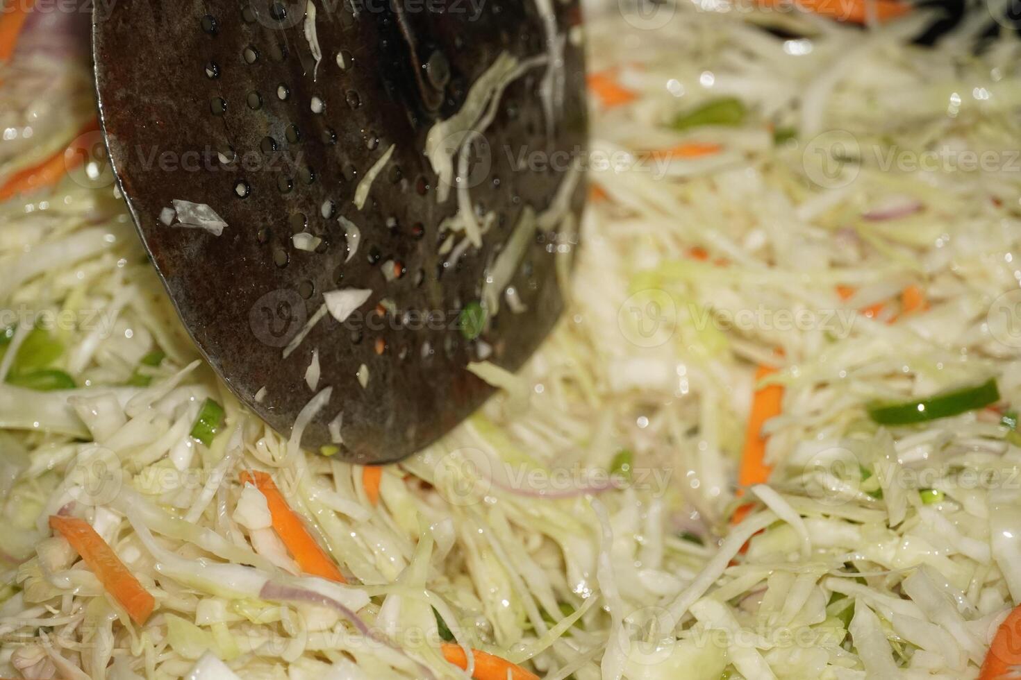 Roasting the cabbage in a pan photo
