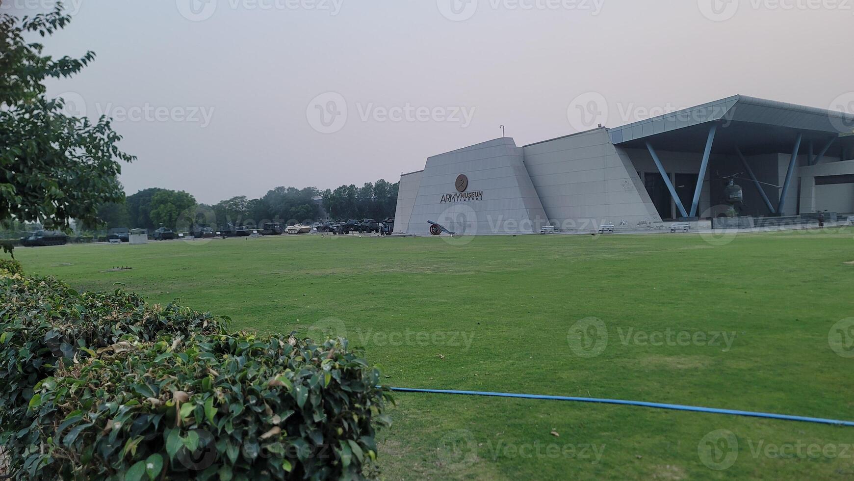 Army equipment using in war are placed in public park for kids in Lahore, Pakistan on May 15, 2024. photo