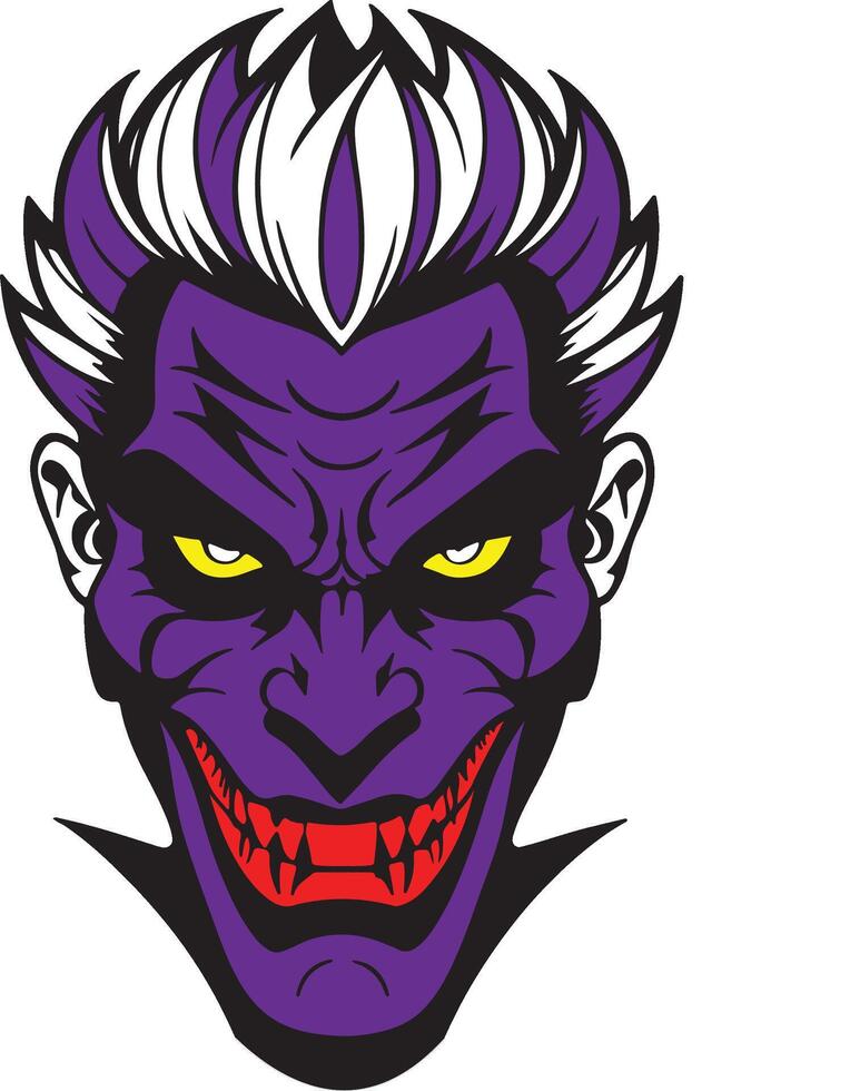 Horror joker smile realistic illustration cartoon vector