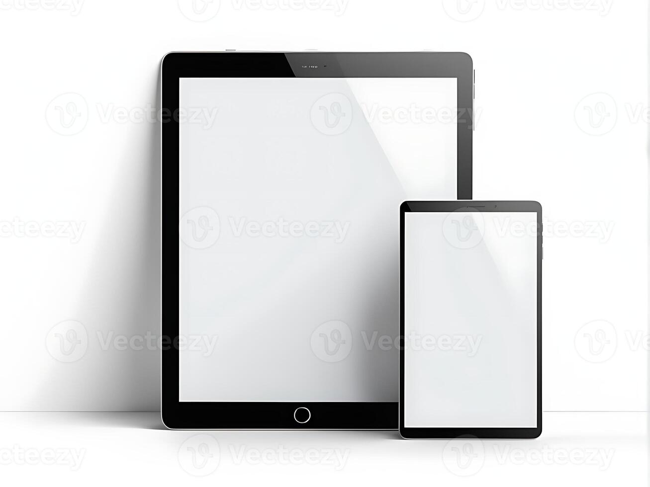 Tablets on a white background isolated. Blank screens, mockups photo
