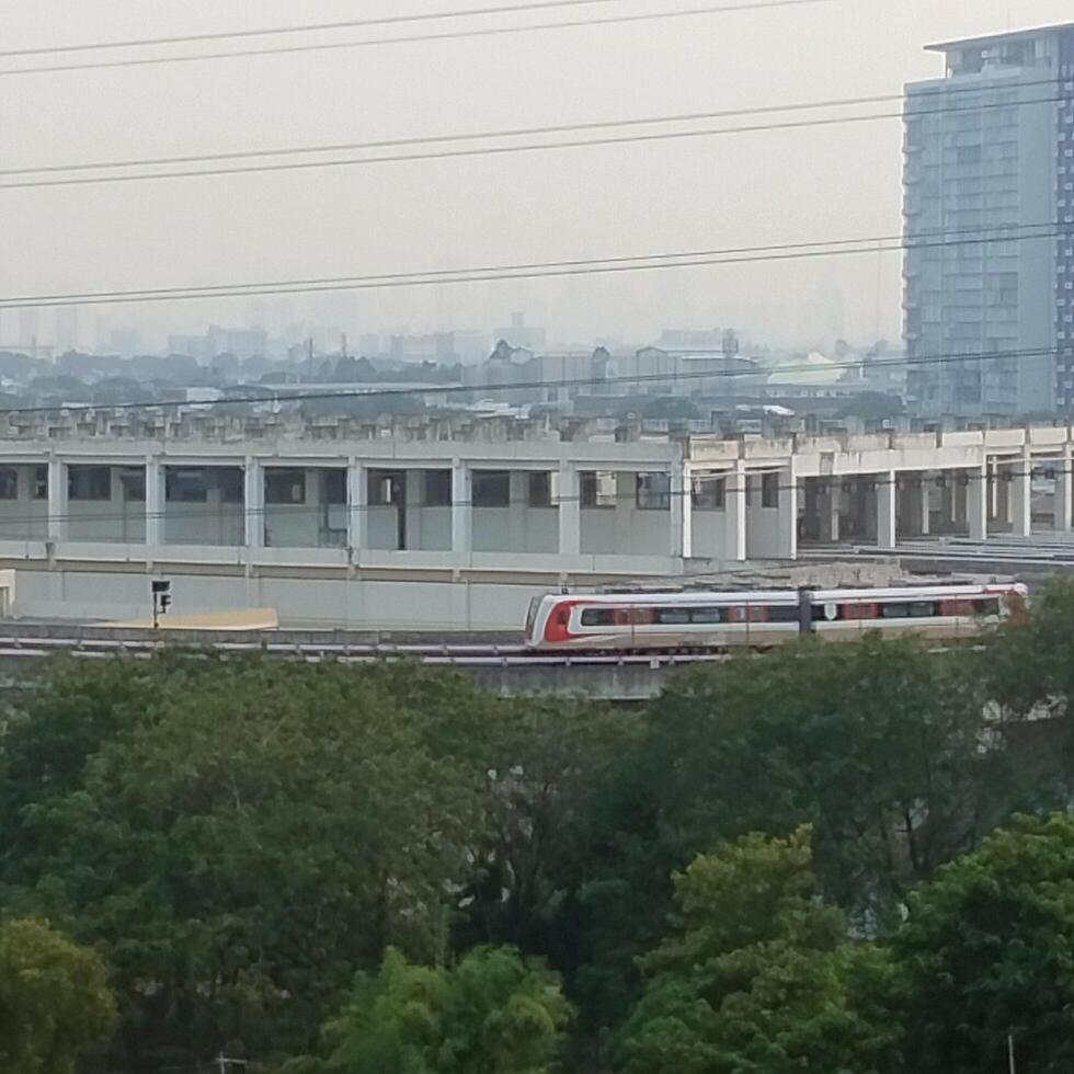 View of the LRT passing by during the day photo