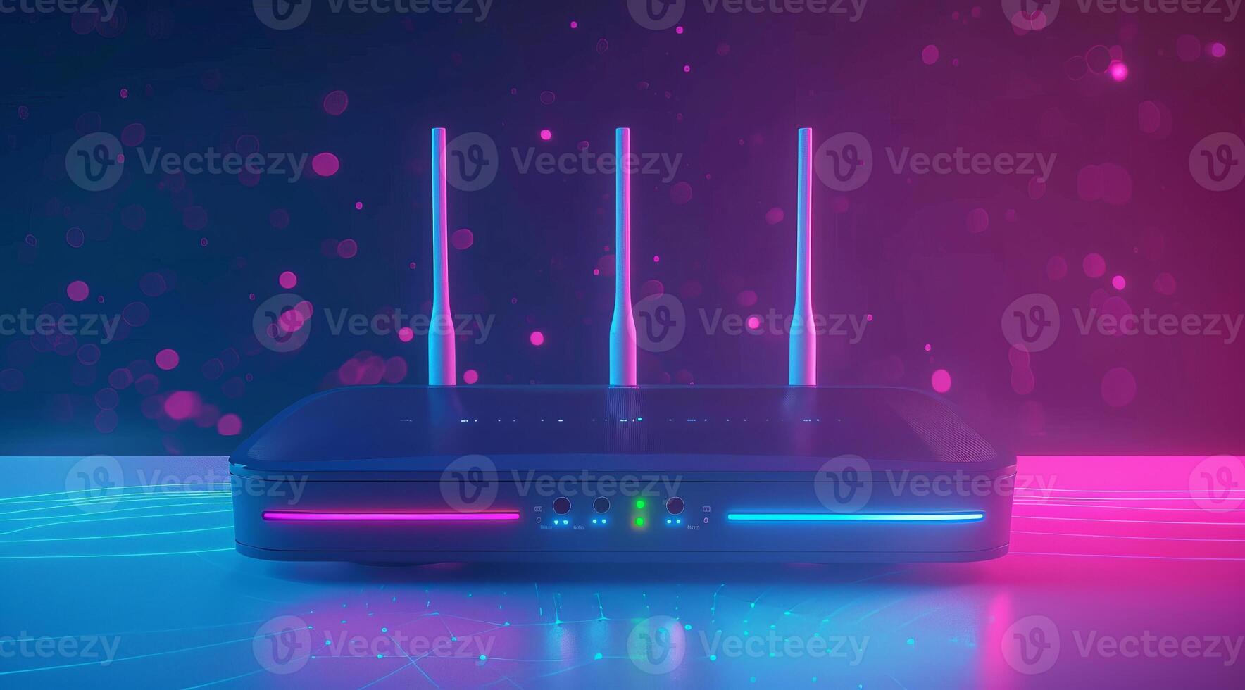 Advanced fast broadband wireless router. Concept of new technology and fast network connectivity photo
