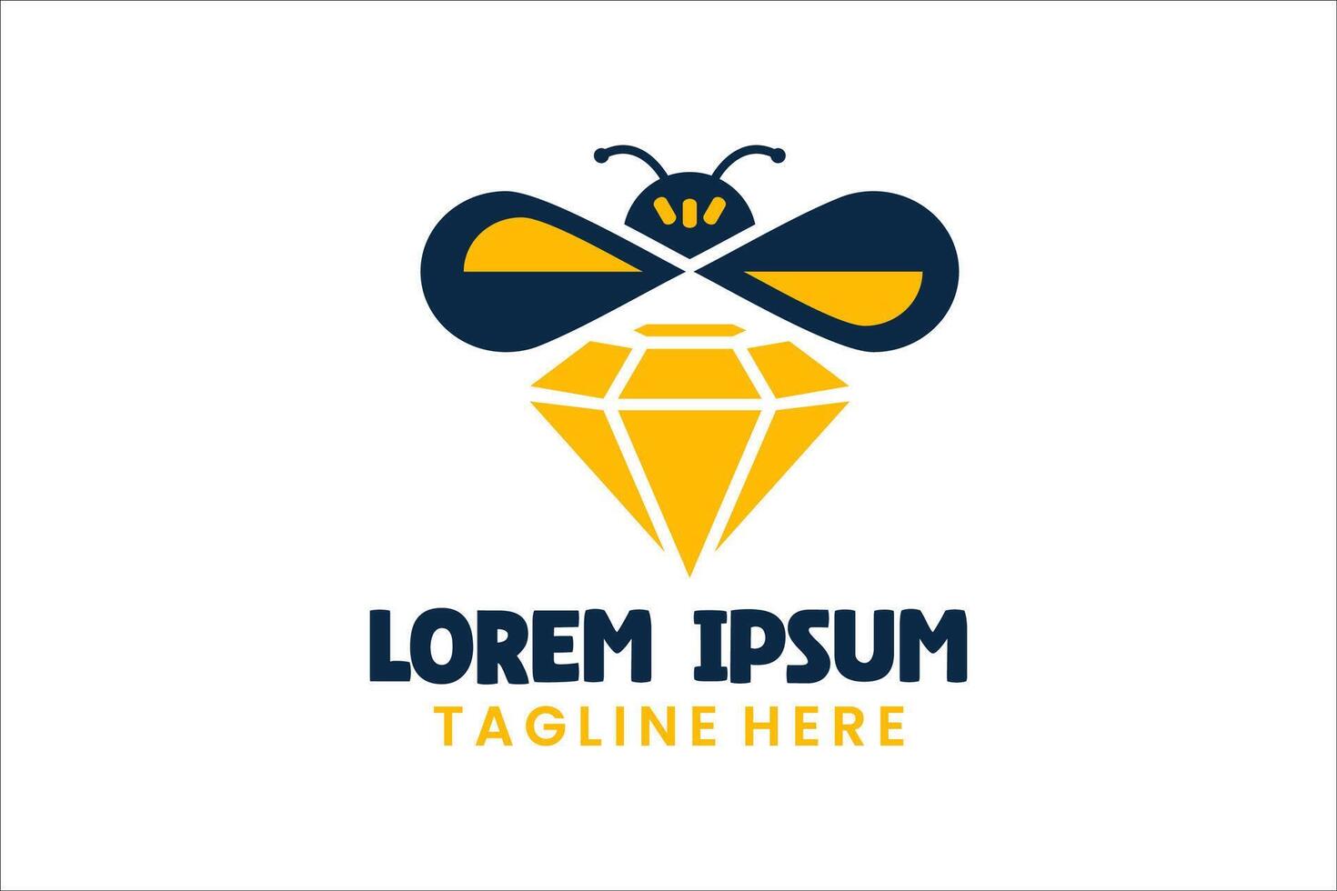 Flat bee diamond logo template design icon logotype art illustration vector