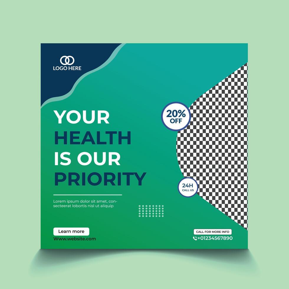 Medical Health social media Medical post template vector