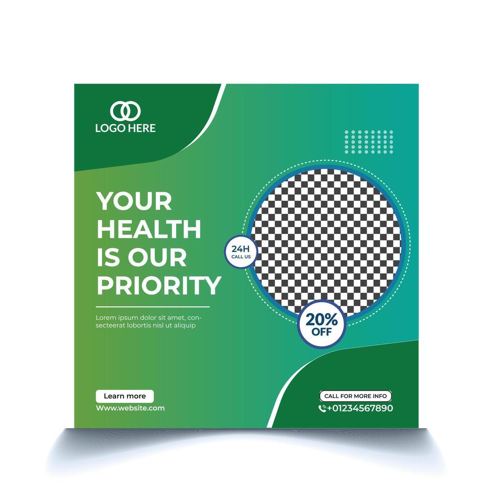 Medical health social media post banner template vector