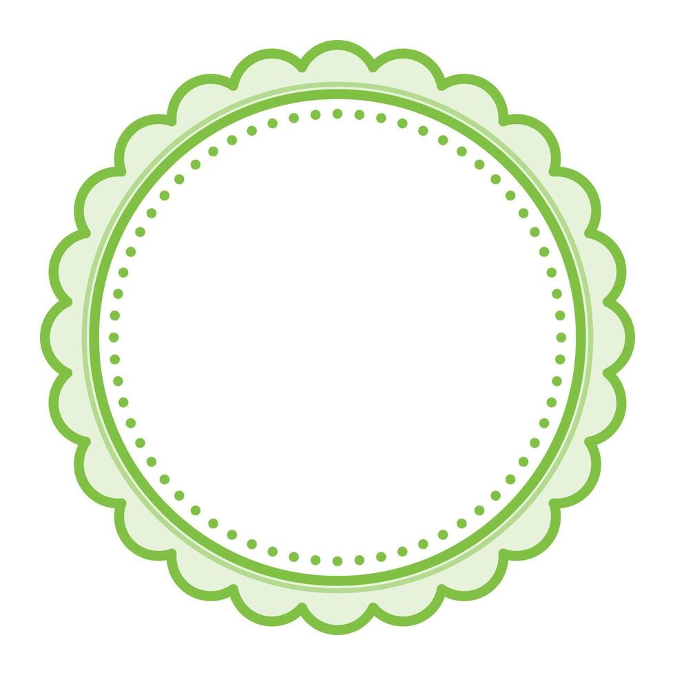 Simple Decorative Scalloped Green Circular Blank Frame Plain Border Design vector