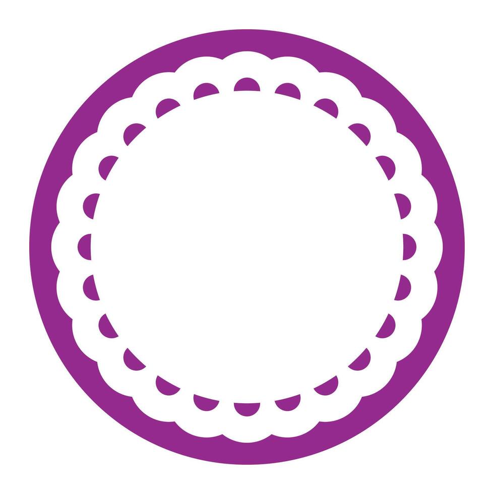 Simple Geometric Purple Circle Frame Border Design Decorated With Bold Scalloped Lace Edge vector