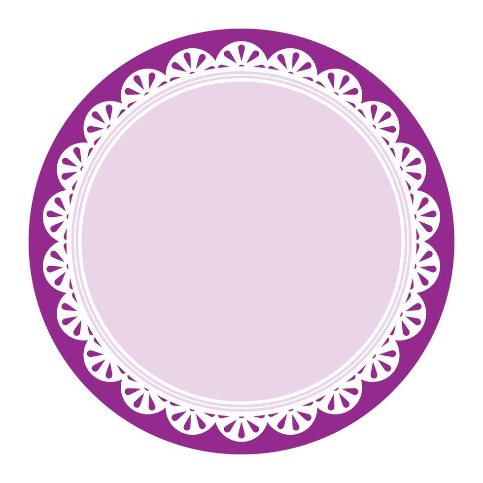 Simple Elegant Purple Circular Frame Decorated With Round Scalloped Lace Design vector