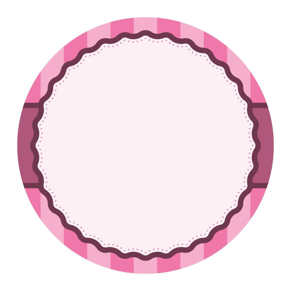 Simple Pink Plain Round Circle Background Design With Scalloped Edge And Stripe Ornament vector
