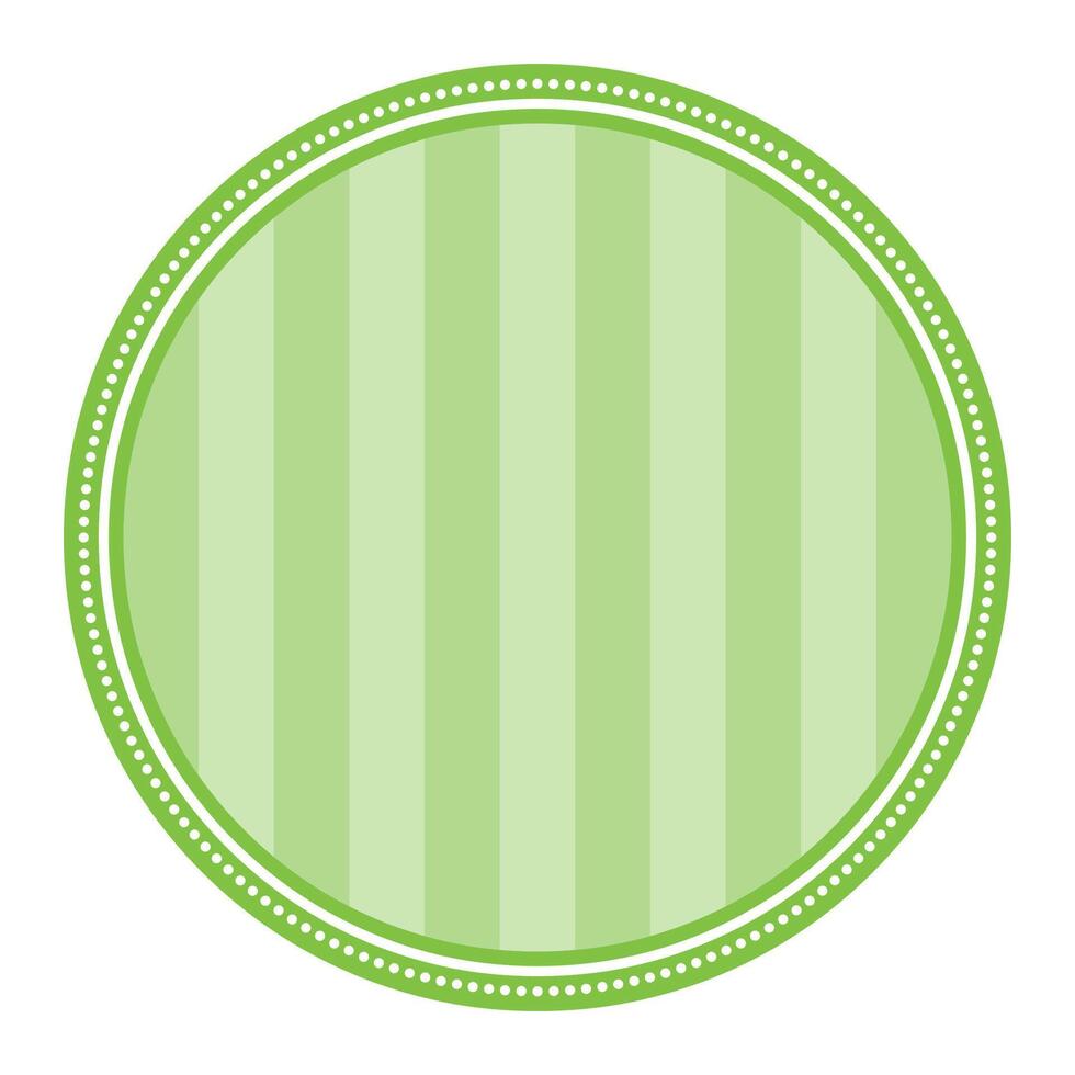 Striped Green Circular Elegance Plain Sticker Round Blank Label Design vector