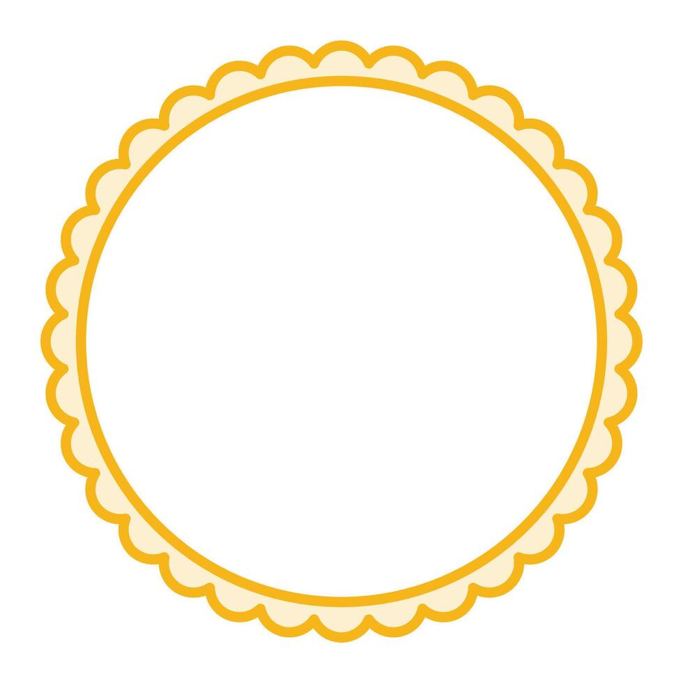 Simple Yellow Circular Blank Background With Scallop Frame Border Ornament vector