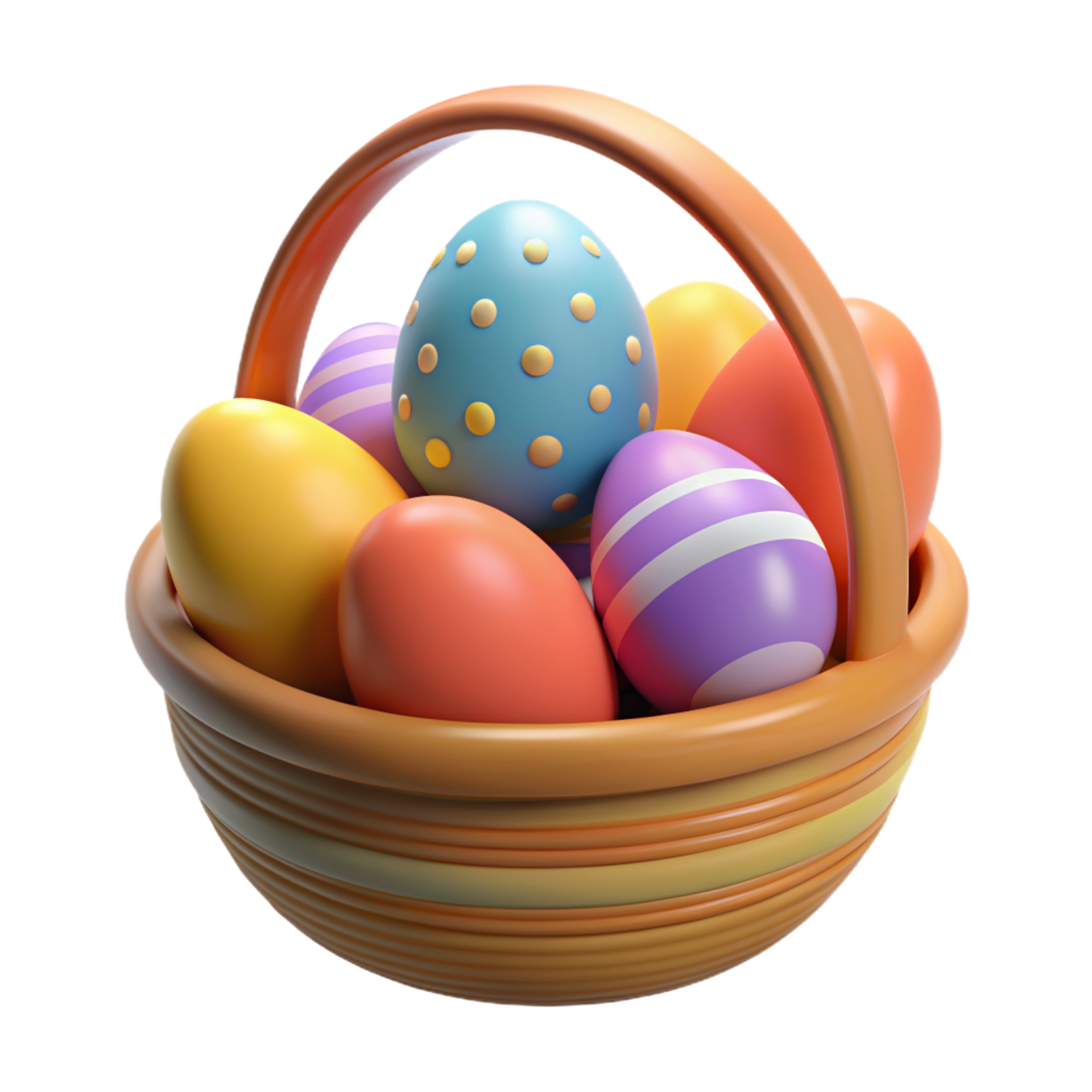 Easter Eggs in Basket 3d Concept 45931742 PNG