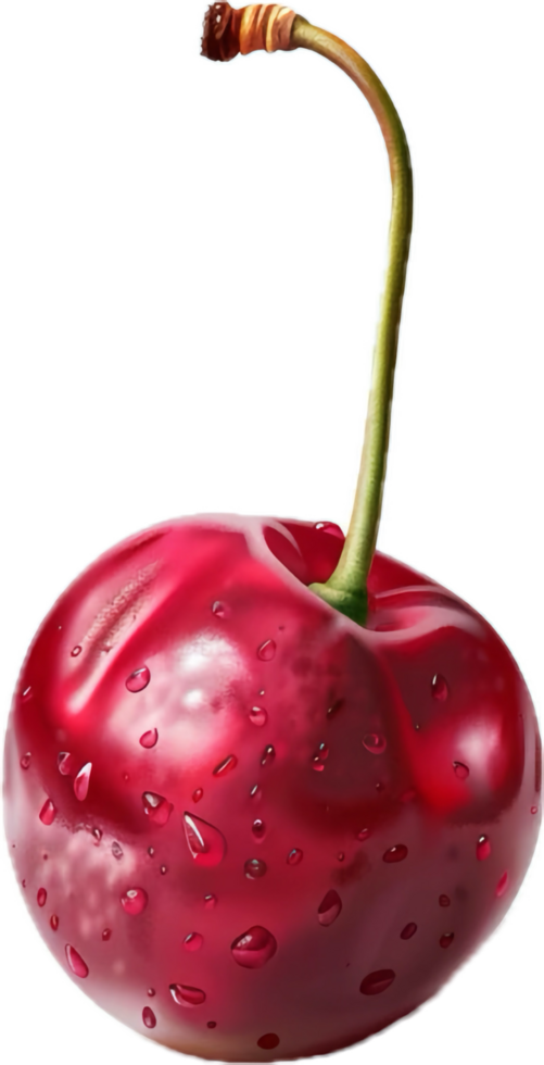 Close-up of Fresh Red Cherry with Stem png
