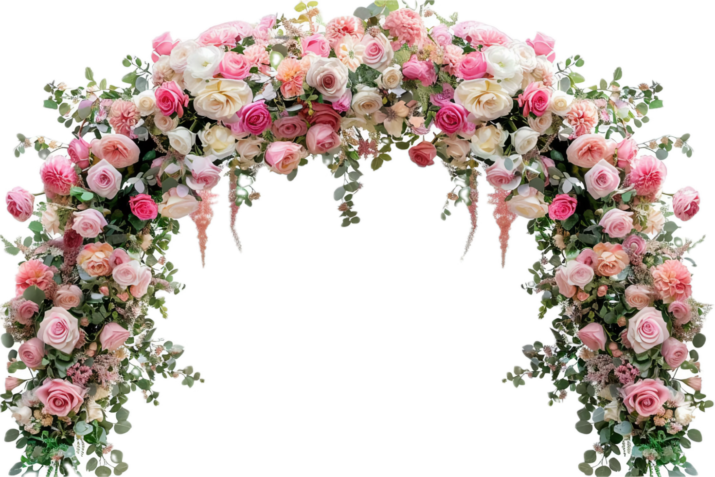 Floral Wedding Arch with Pink and White Flowers. png