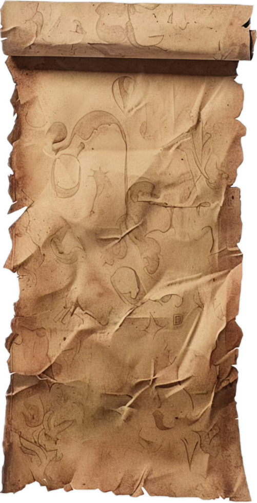 Aged Crumpled Paper with Stains and Wrinkles. png