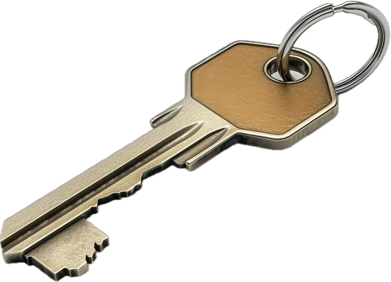 Close-Up of Golden Metal Keys on Ring. png