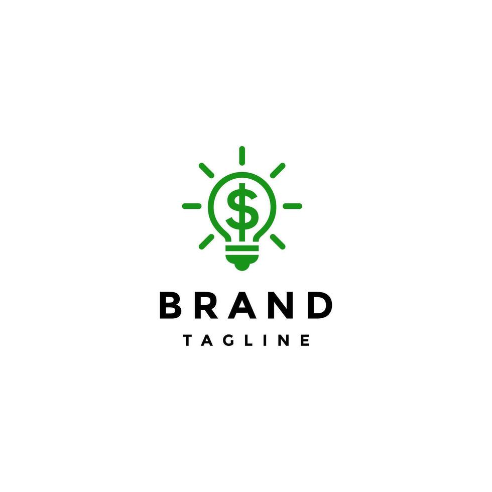 Dollar Symbol Inside Bright Bulb Logo Design. Simple Bright Ideas of Prosperity Logo Design. vector
