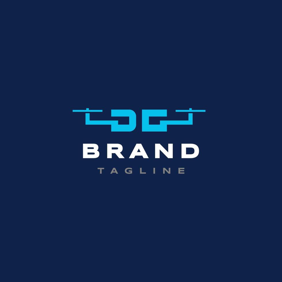 Iconic Initial Letter DC Drone Logo Design. Simple Drone Initials Letters D and C Logo Design. vector