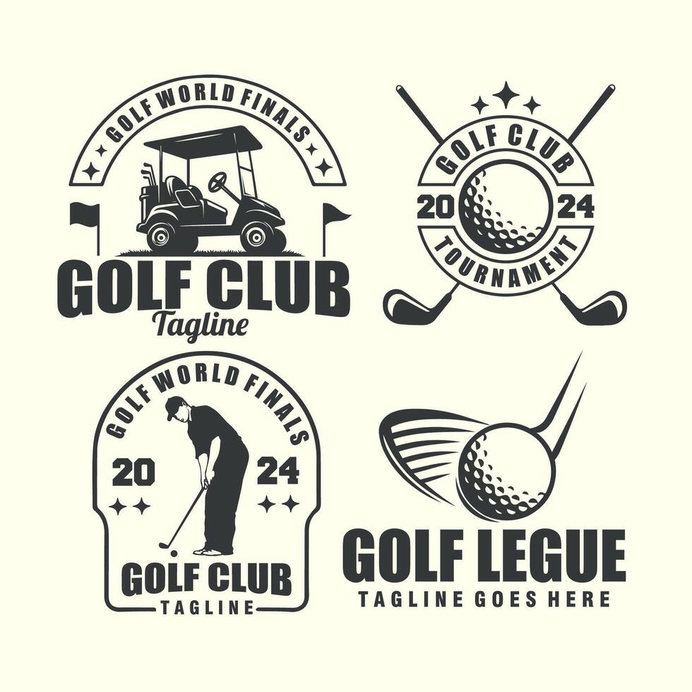 set of golf vintage badge emblem monochrome logo graphic illustration vector
