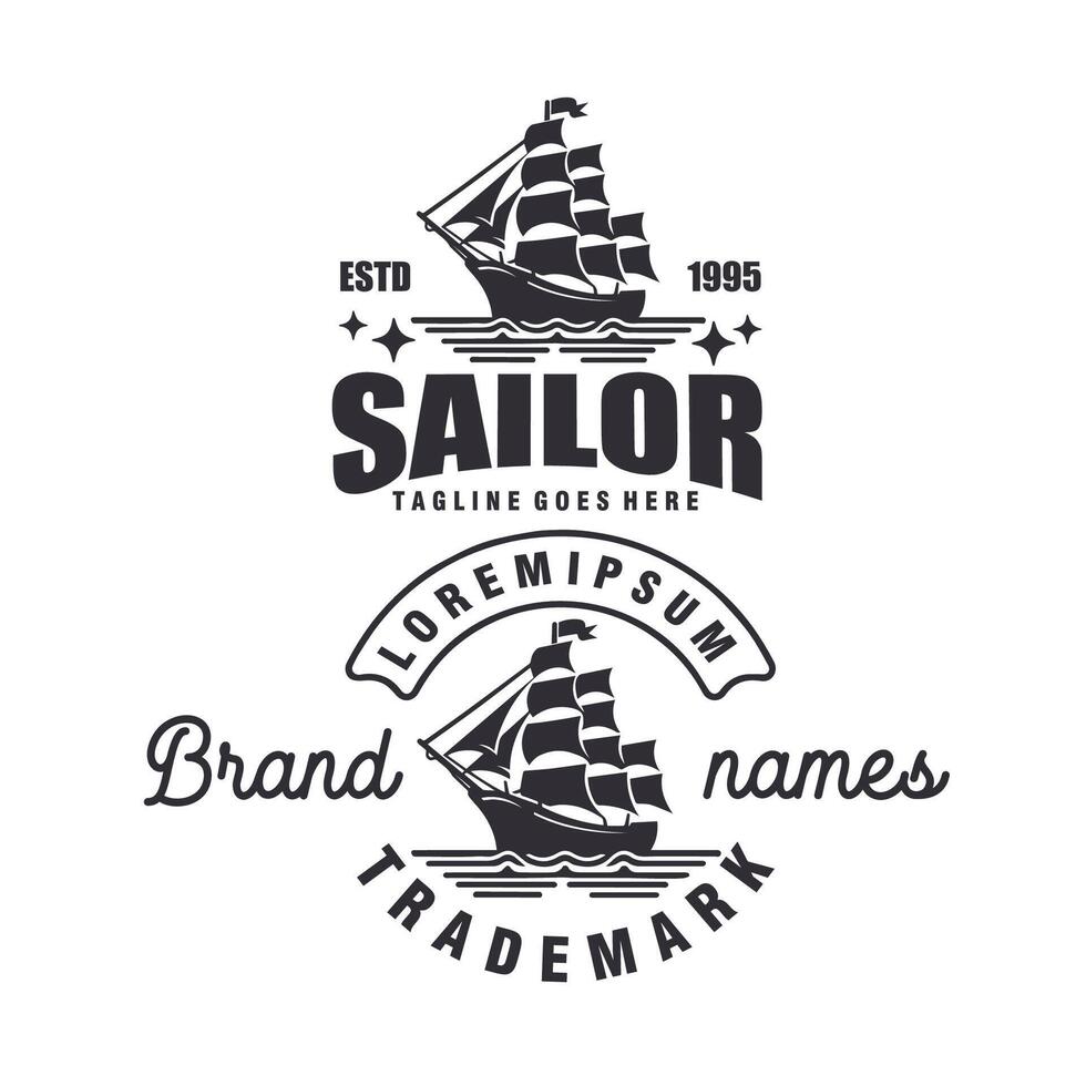 sailing nautical vintage badge logo graphic illustration vector