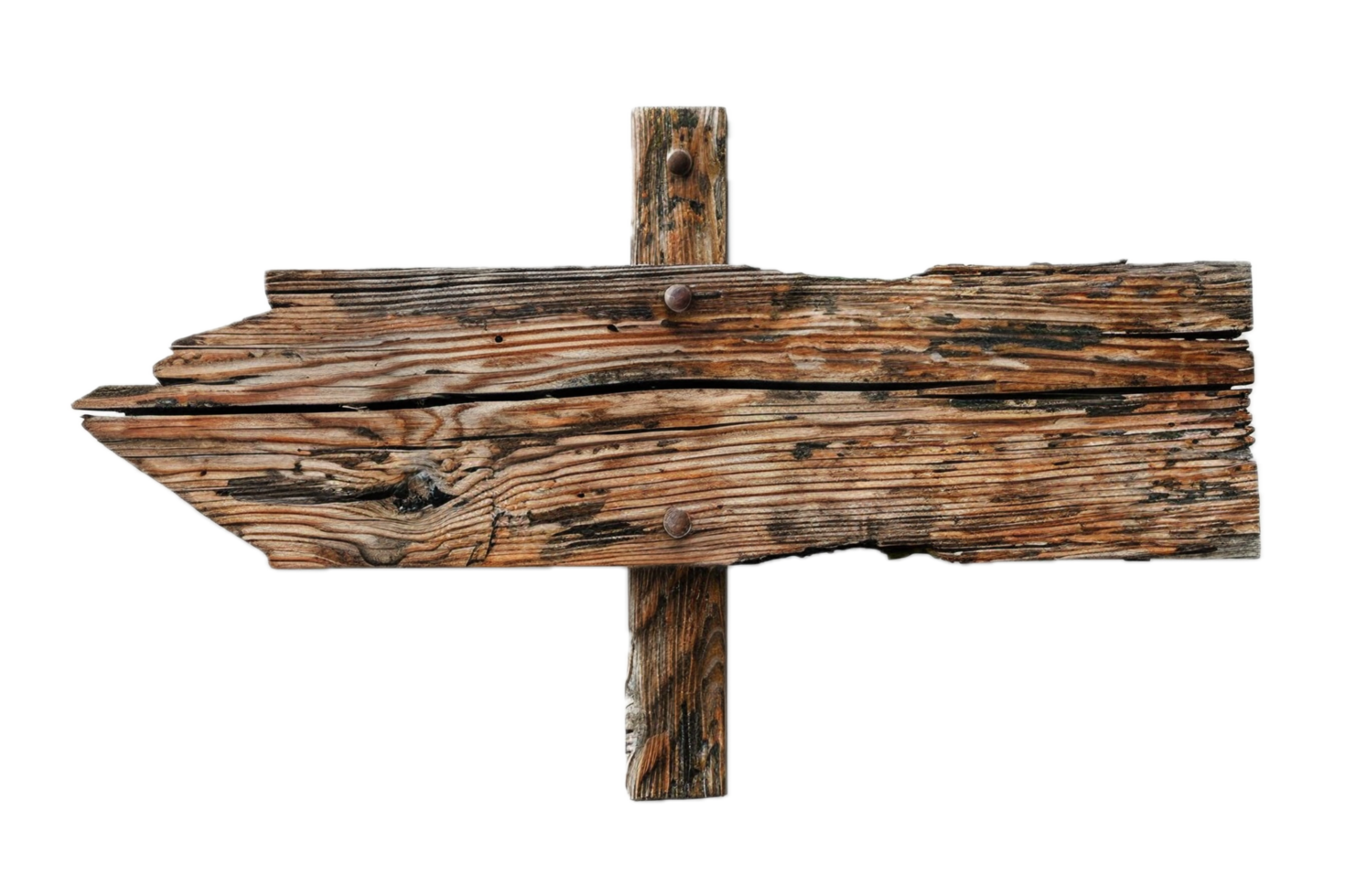 Weathered Wooden Directional Signboard. png